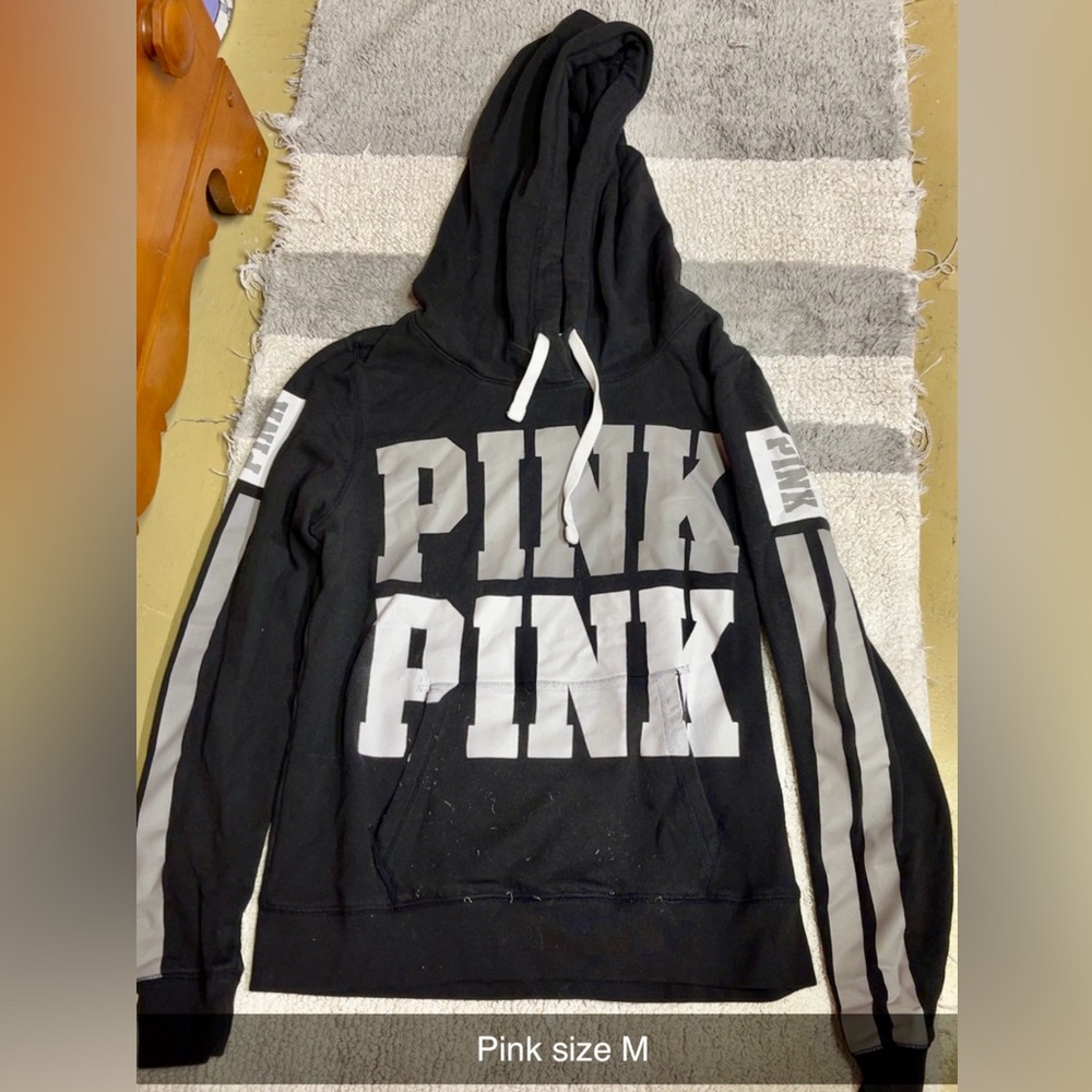 PINK Victoria's Secret Black and Gray Hoodie